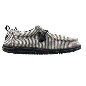 Hey Dude Men's Size 9 Wally Jupiter Grey Black Active Stretch Woven Casual Shoes